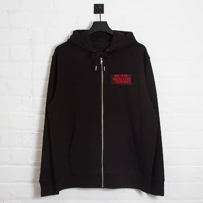 Rough style hoodie-Peoples Techno Crest - Zipped Hood - Black