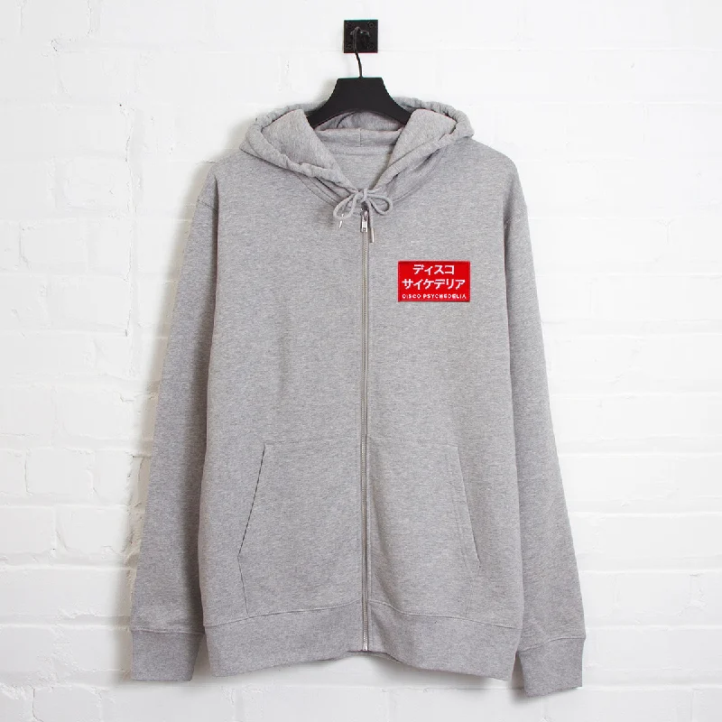 Premium hoodie-Red Disco Psychedelia Crest - Zipped Hood - Grey