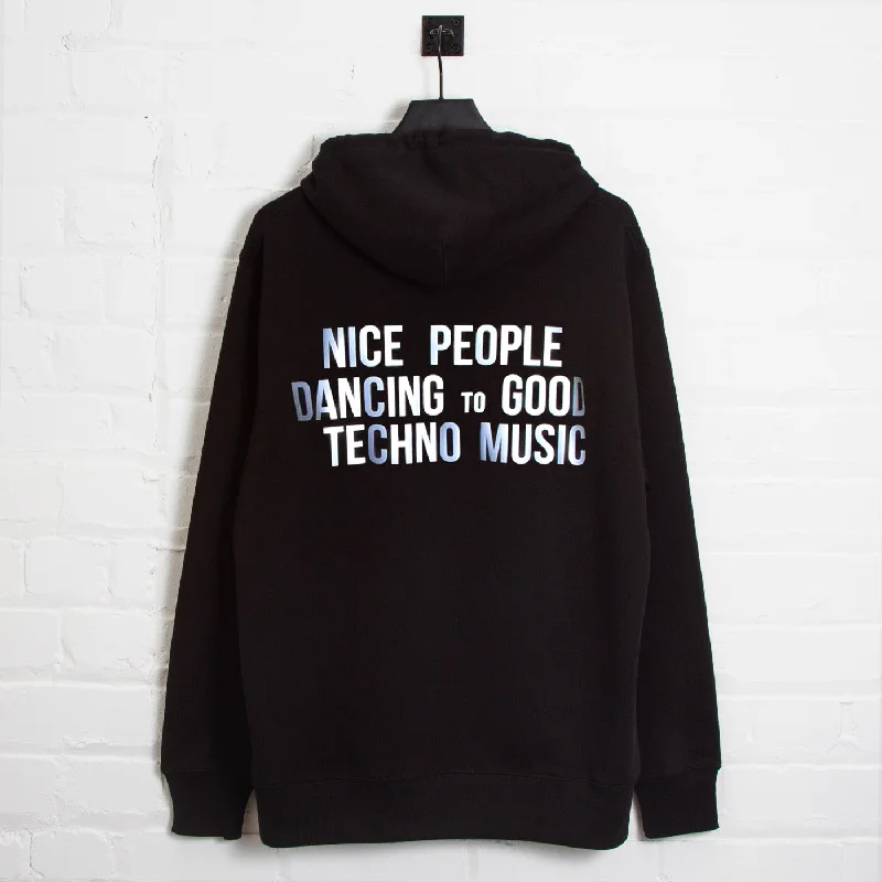 Night running hoodie-Reflective Peoples Techno - Pullover Hood - Black