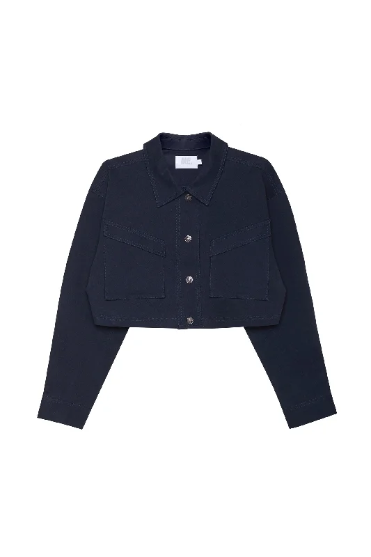 Long jacket-Cropped Workwear Jacket - Midnight Blue