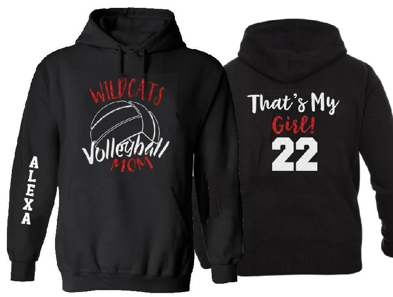 Sherpa hoodie-Glitter Volleyball Mom Hoodie | Volleyball Hoodie | Customize with your Team & Colors