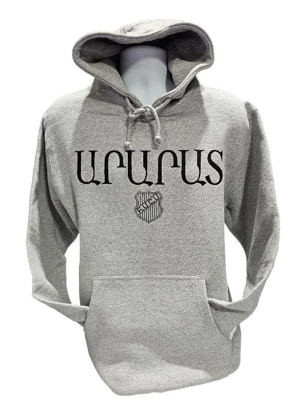 Outdoor hoodie-GREY COLOR ARMENIAN ARARAT WRITING HOODIE